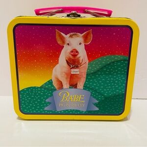 Vintage Babe Pig in the City Mini Lunchbox Tin Metal Collectible Rare